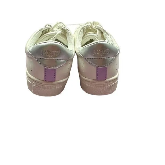 NWT J.Crew Factory Crewcuts Girls' Lace-Up Sneakers White Lavender Size 3