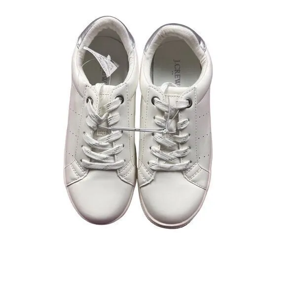 NWT J.Crew Factory Crewcuts Girls' Lace-Up Sneakers White Lavender Size 3