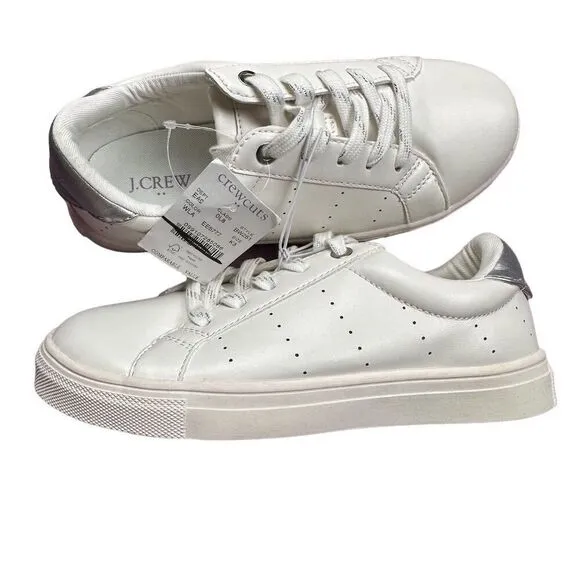 NWT J.Crew Factory Crewcuts Girls' Lace-Up Sneakers White Lavender Size 3