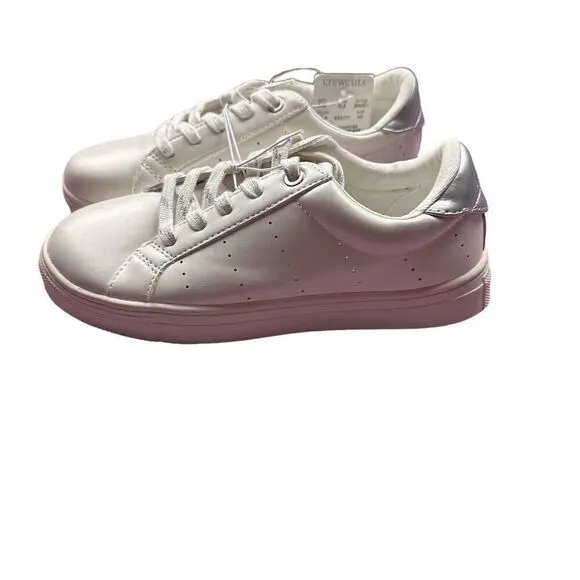 NWT J.Crew Factory Crewcuts Girls' Lace-Up Sneakers White Lavender Size 3