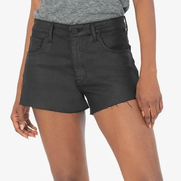 NWT Kut from the Kloth JANE FAUX LEATHER HIGH RISE SHORT(BLACK)