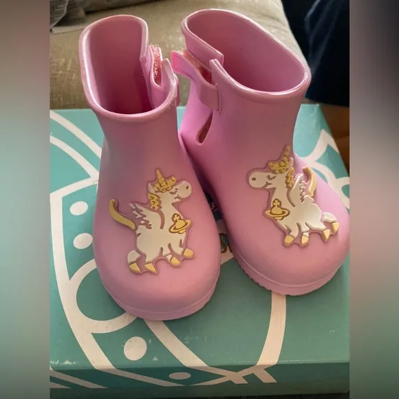 NWT MINI MELISSA   Vivienne Westwood Anglomania Unicorn Rain Boots Size 6T