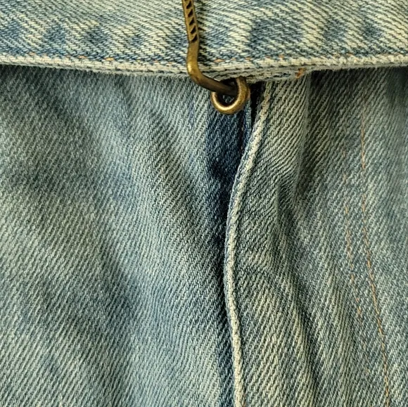 NWT Polo Ralph Lauren Distressed Frayed Belted Blue Cotton Denim Mini Mid Skirt