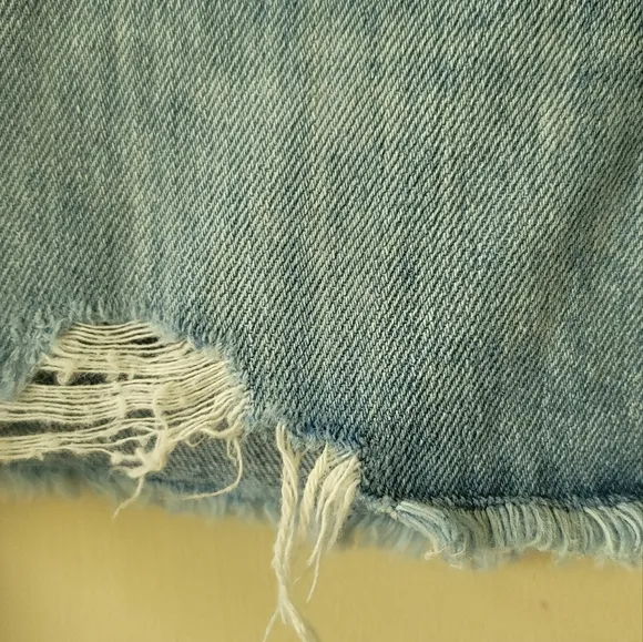 NWT Polo Ralph Lauren Distressed Frayed Belted Blue Cotton Denim Mini Mid Skirt