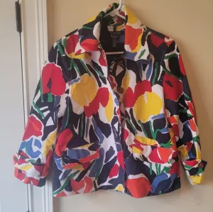 NWT Ralph Lauren Flower Cotton Gold White Green Red Blue Yellow Jacket Coat L