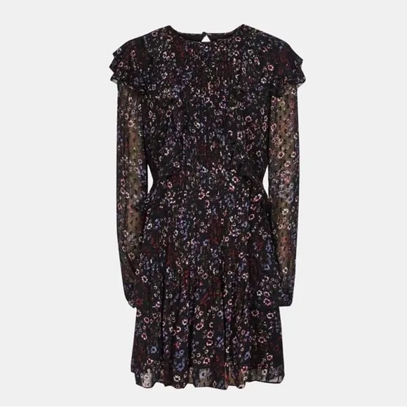 Nwt Reiss Carey India Ruffle Pintuck Floral Dress