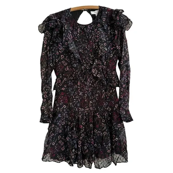 Nwt Reiss Carey India Ruffle Pintuck Floral Dress