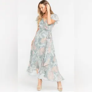NWT Show Me Your Mumu Jess Ruffle Midi in Sage I Do Floral (Size 1X)