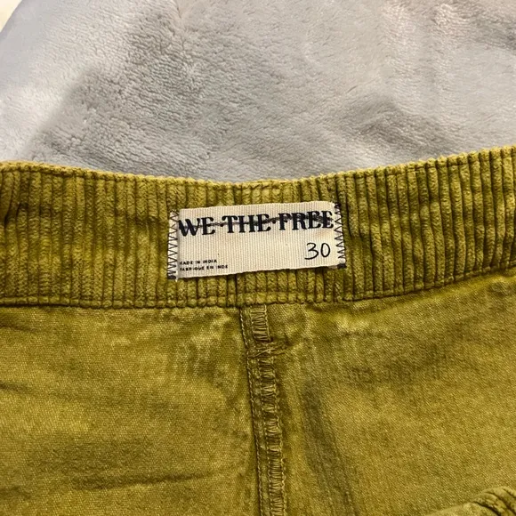 NWT We The Free Gala-Vanting Cord Low Rise Mini Skort Yellow Green Size 30