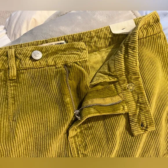 NWT We The Free Gala-Vanting Cord Low Rise Mini Skort Yellow Green Size 30