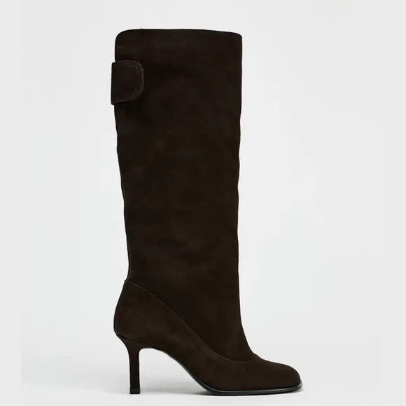 NWT ZARA 100% COW LEATHER WIDE SHAFT SUEDE SIZE 6🚨PRICE FIXED NON DISCOUNT