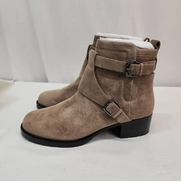 NYDJ Women's Size 11 Parvani Tan Ankle Booties Buckels Suede New