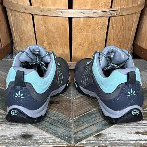 Oboz Sapphire Low Gray Nubuck Green B-Dry Waterproof Hiking Shoes Womens Size 8