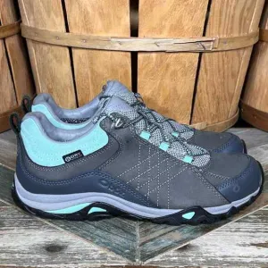 Oboz Sapphire Low Gray Nubuck Green B-Dry Waterproof Hiking Shoes Womens Size 8
