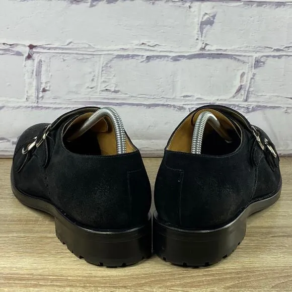 O'Keeffe Double Monk Strap Cap Toe Dress Shoes Mens Size 8.5 Black Oxford Brogue