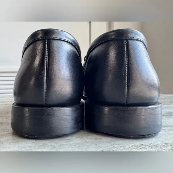O'KEEFFE Handmade Italian Penny Loafers Size 12 Moccasins BLACK LEATHER