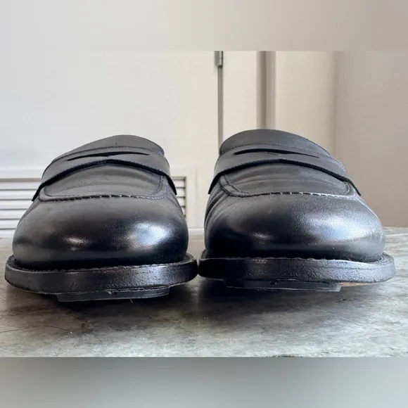 O'KEEFFE Handmade Italian Penny Loafers Size 12 Moccasins BLACK LEATHER