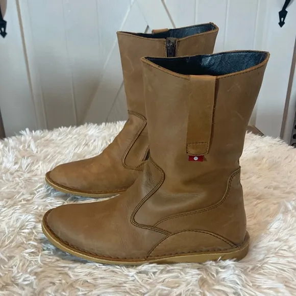Oliberte Yabela Rustic Brown Mid Calf Zip Leather African Boots Women’s Size 39