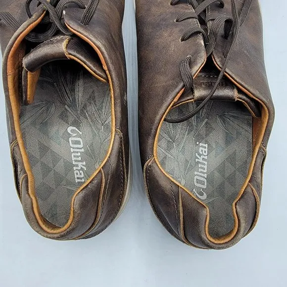 OluKai Lae'Ahi Li 'Ili Mens 13 Dark Brown Casual Leather Sneakers - 10455-6363