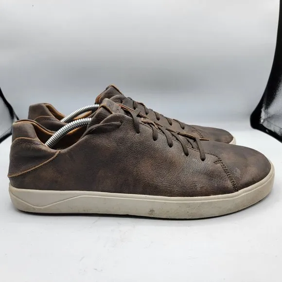 OluKai Lae'Ahi Li 'Ili Mens 13 Dark Brown Casual Leather Sneakers - 10455-6363