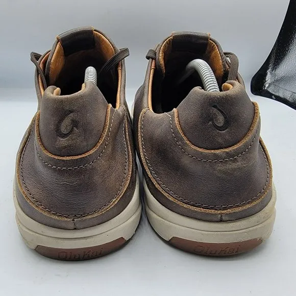 OluKai Lae'Ahi Li 'Ili Mens 13 Dark Brown Casual Leather Sneakers - 10455-6363