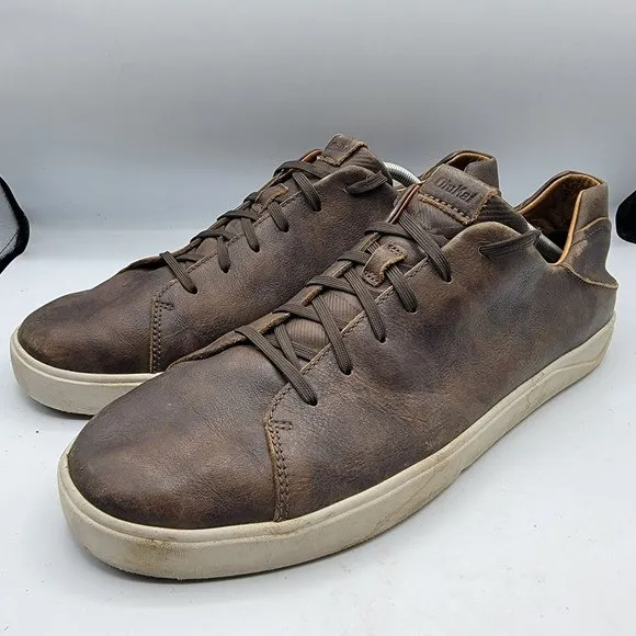 OluKai Lae'Ahi Li 'Ili Mens 13 Dark Brown Casual Leather Sneakers - 10455-6363