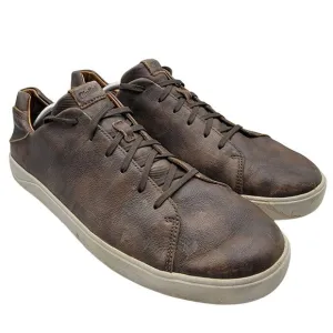 OluKai Lae'Ahi Li 'Ili Mens 13 Dark Brown Casual Leather Sneakers - 10455-6363