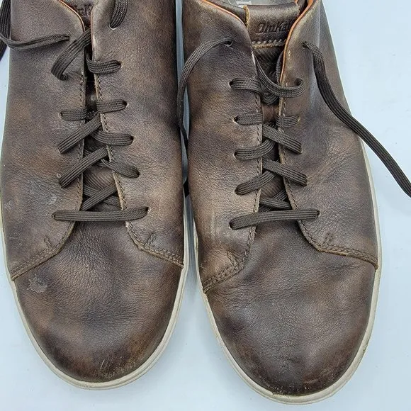 OluKai Lae'Ahi Li 'Ili Mens 13 Dark Brown Casual Leather Sneakers - 10455-6363