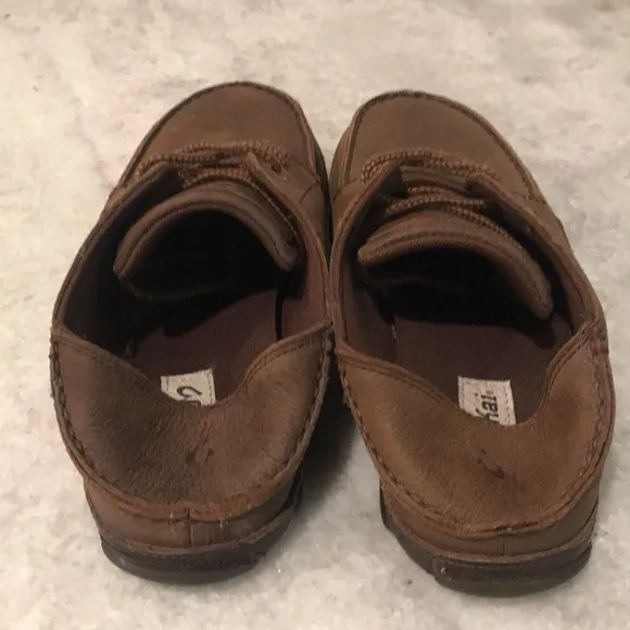 OLUKAI Leather Shoes Mens 8 Brown Dark Wood Hamakua Poko Comfort Casual Oxford