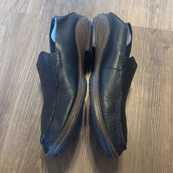Olukai Mens Moloa Moc Toe Loafers Black Leather Slip On Comfort Shoes size 11.5
