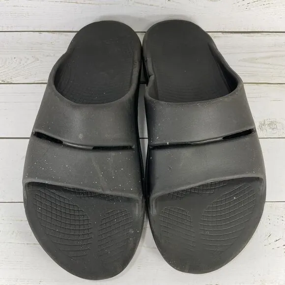 Oofos Ooahh Slide Sandals Mens Size 10 Black Comfort Recovery Shoes, Womens 12