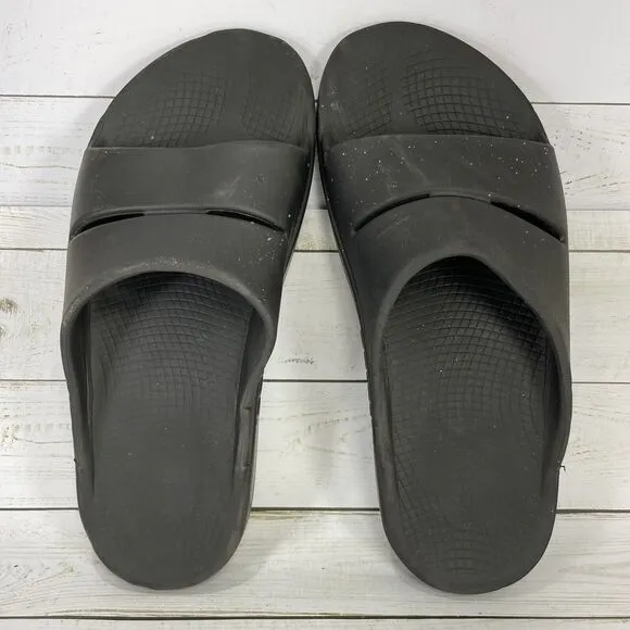 Oofos Ooahh Slide Sandals Mens Size 10 Black Comfort Recovery Shoes, Womens 12
