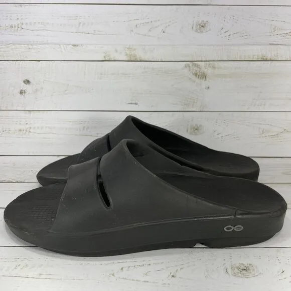 Oofos Ooahh Slide Sandals Mens Size 10 Black Comfort Recovery Shoes, Womens 12