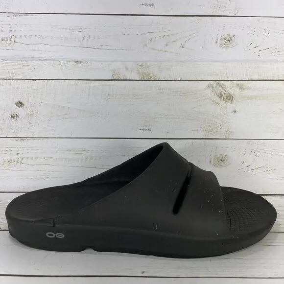 Oofos Ooahh Slide Sandals Mens Size 10 Black Comfort Recovery Shoes, Womens 12