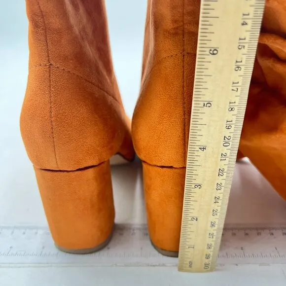 Orange Women Trendy Knee High Boots Stretch Pull On Round Toe Long Boots