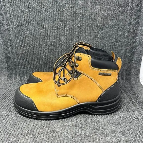 Orthofeet Granite Steel Toe Non Slip Work Boots Orthopedic Brown Leather 13 WIDE