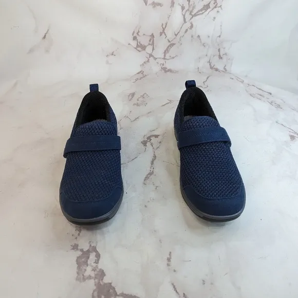 Orthofeet Women Size 8.5 B Quincy Blue Knit Stretch Slip On Casual Sneaker Shoes