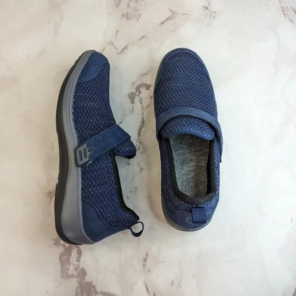 Orthofeet Women Size 8.5 B Quincy Blue Knit Stretch Slip On Casual Sneaker Shoes
