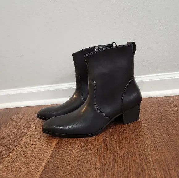 OSSTONE Dress Boot for Men Leather Chukka Designer Calfskin Boots JY002 Black 12