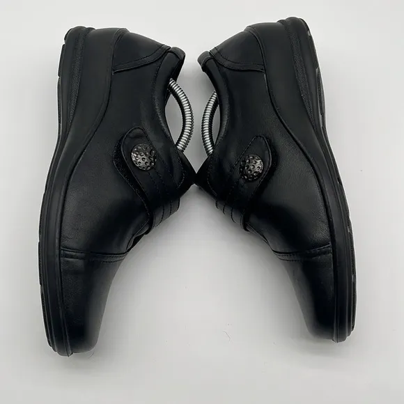Padders UK Simone Black Leather Comfort Wedge Shoes Women's Sz UK 4 / US 6