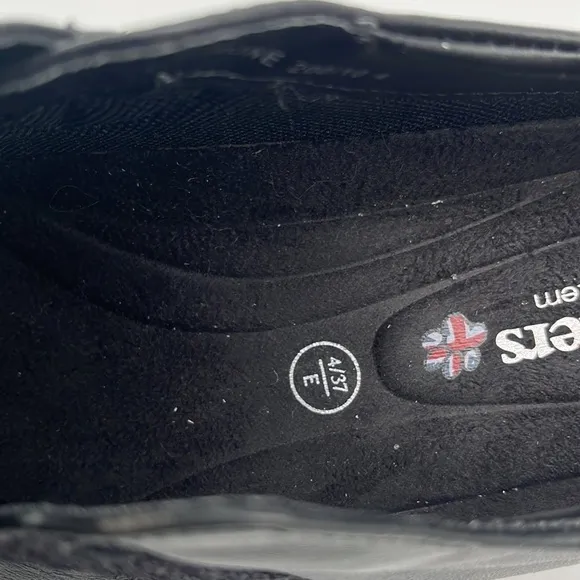 Padders UK Simone Black Leather Comfort Wedge Shoes Women's Sz UK 4 / US 6