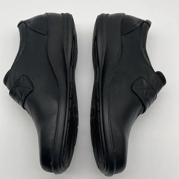 Padders UK Simone Black Leather Comfort Wedge Shoes Women's Sz UK 4 / US 6