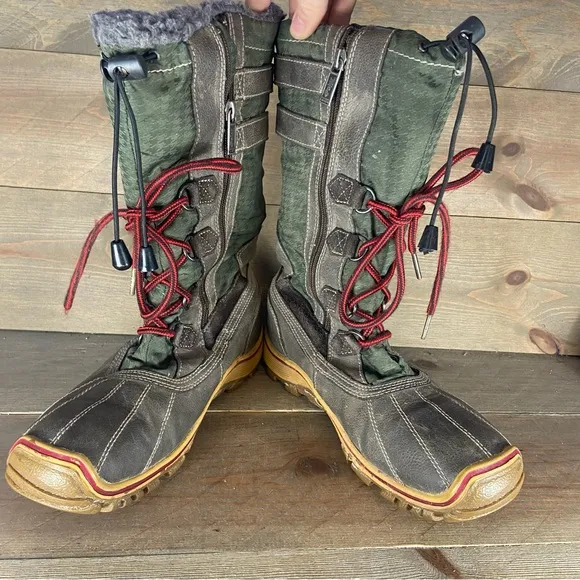 pajar adriana womens size 8 shoes green waterproof fur lined comfort snow boots