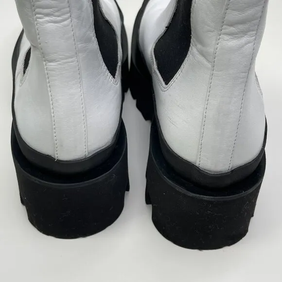 Paloma Barceló Women's Black &amp; White Charlotta Platform Chelsea Boots Size 38