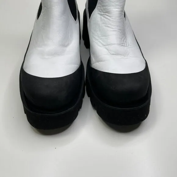 Paloma Barceló Women's Black &amp; White Charlotta Platform Chelsea Boots Size 38