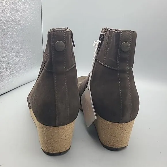 Papillio Birkenstock Ebba Women Boots Cork wedge Heel Brown Nubuck Zip 9 40 New