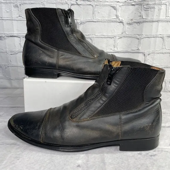Parlanti Z2 Paddock Boots Size 42 Men 9 Women 11.5 Black Dual Zipper Italy