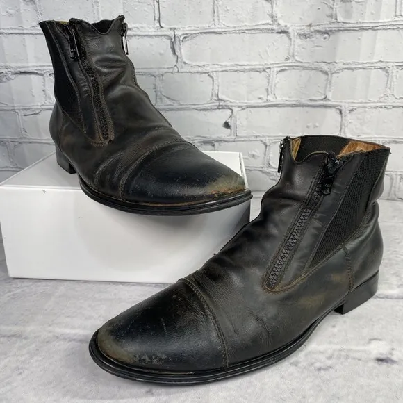 Parlanti Z2 Paddock Boots Size 42 Men 9 Women 11.5 Black Dual Zipper Italy