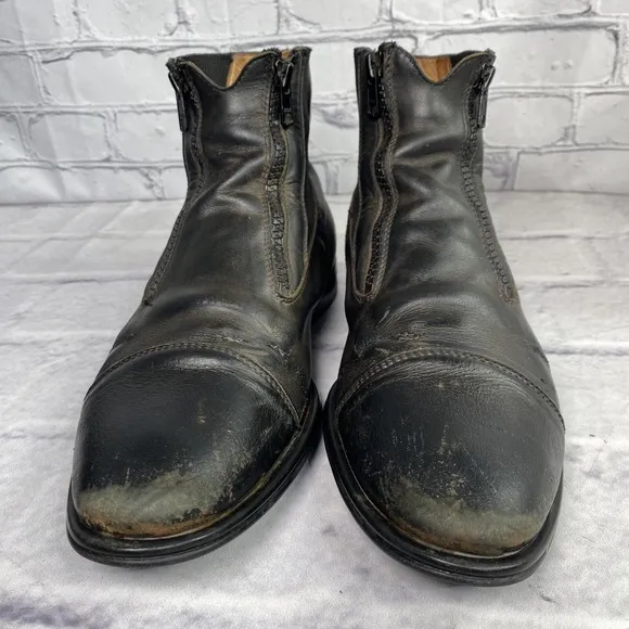 Parlanti Z2 Paddock Boots Size 42 Men 9 Women 11.5 Black Dual Zipper Italy