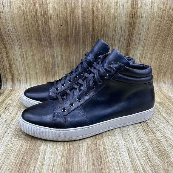 Paul Evans The Carter Men's Size 12 Mid Top Blue Leather Sneakers Casual Shoes